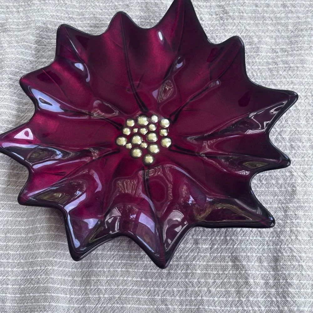Vintage Pier 1 Red Glass Poinsettia 4 8